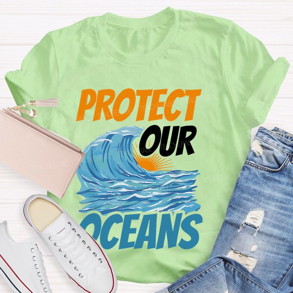 Protect Our Oceans Pattern Teacher T-shirt