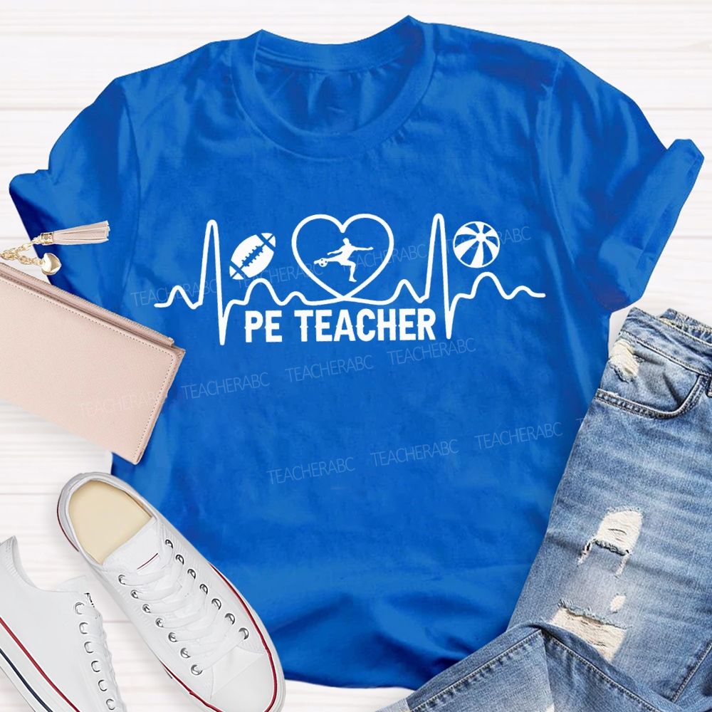 Pe Teacher Hearts And Curves Teacher T-shirt