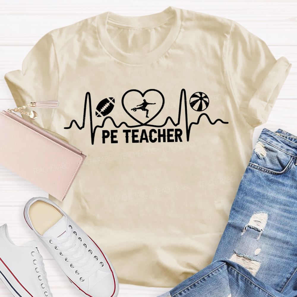 Pe Teacher Hearts And Curves Teacher T-shirt