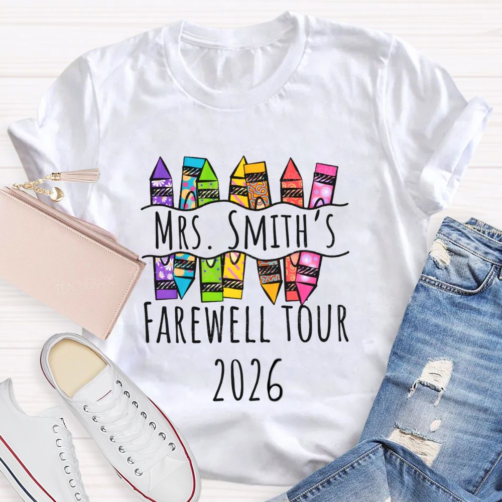 Personalized Name Farewell Tour 2026 Pencil Teacher T-shirt