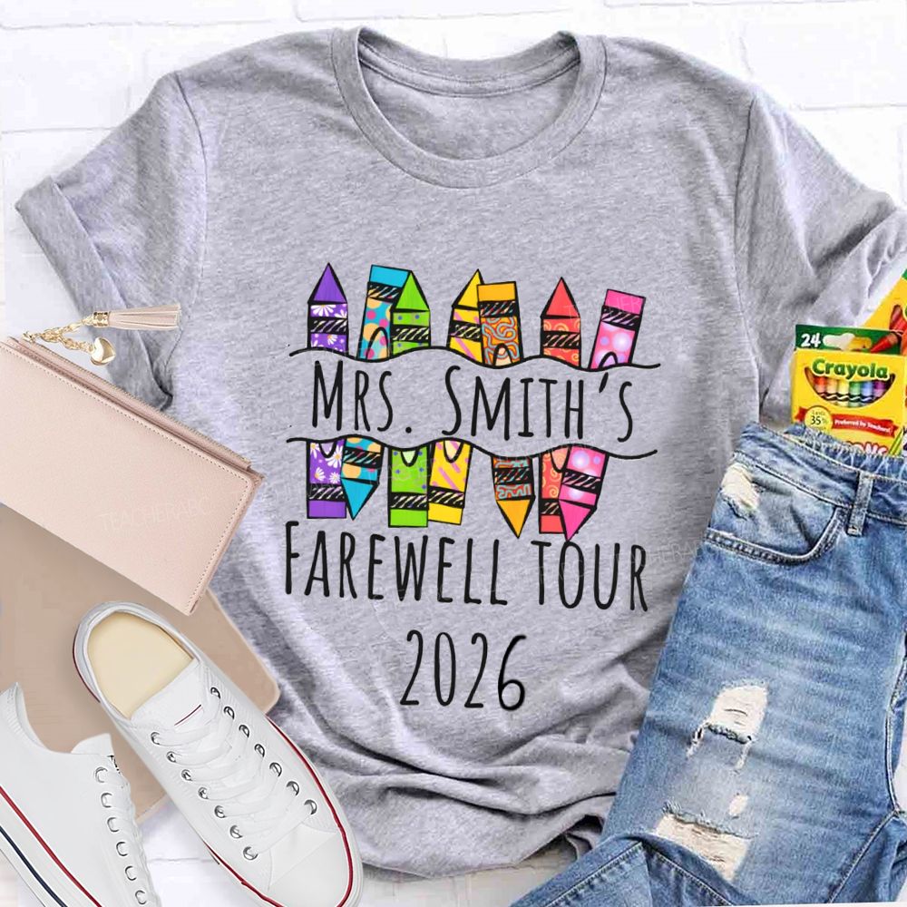 Personalized Name Farewell Tour 2026 Pencil Teacher T-shirt