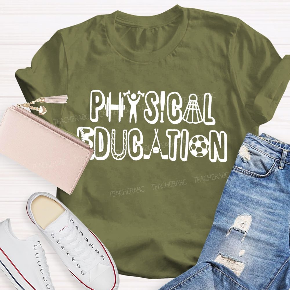 Physical Education Letters Graphics Teacher T-shirt