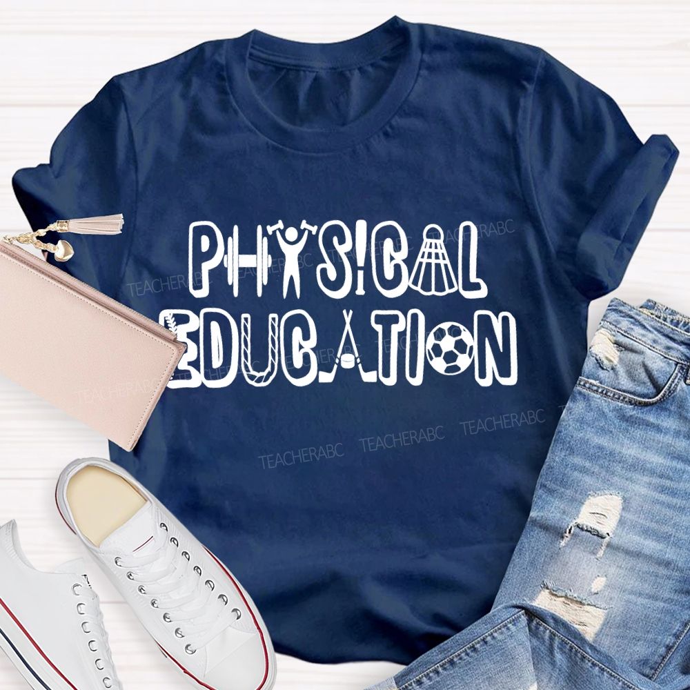 Physical Education Letters Graphics Teacher T-shirt