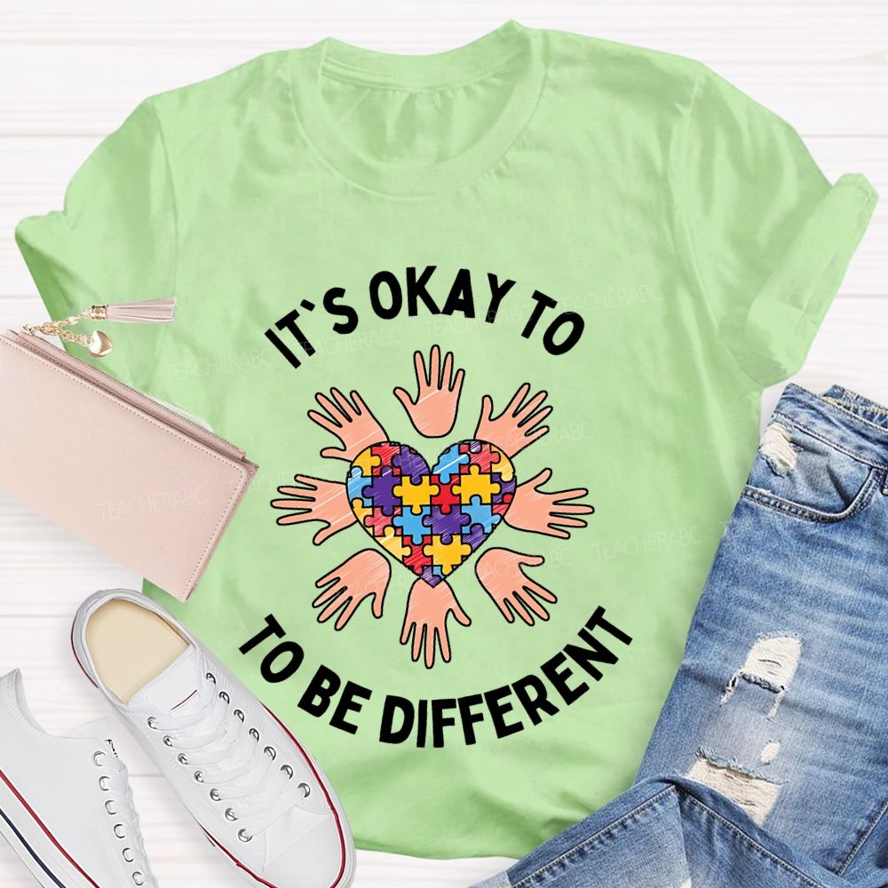 It's Okay To Be Different Heart Puzzle Teacher T-shirt