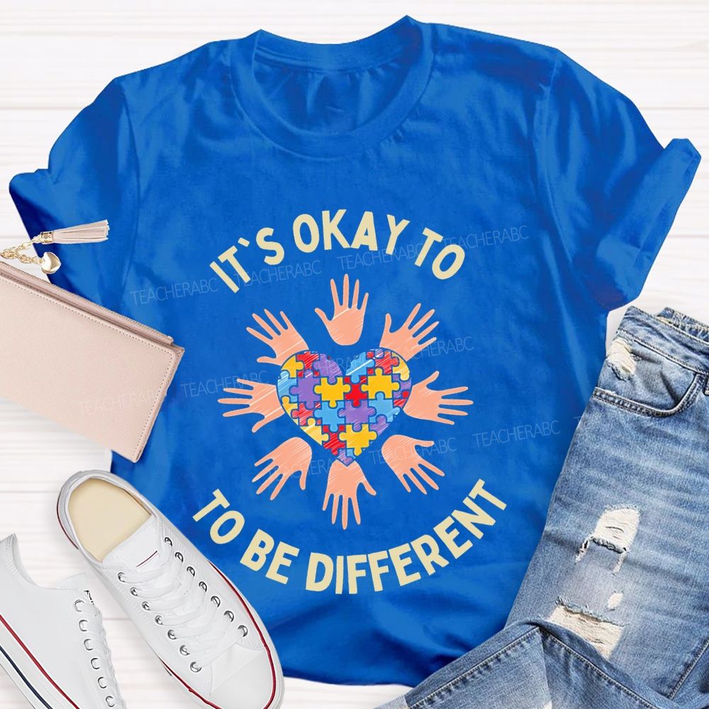It's Okay To Be Different Heart Puzzle Teacher T-shirt