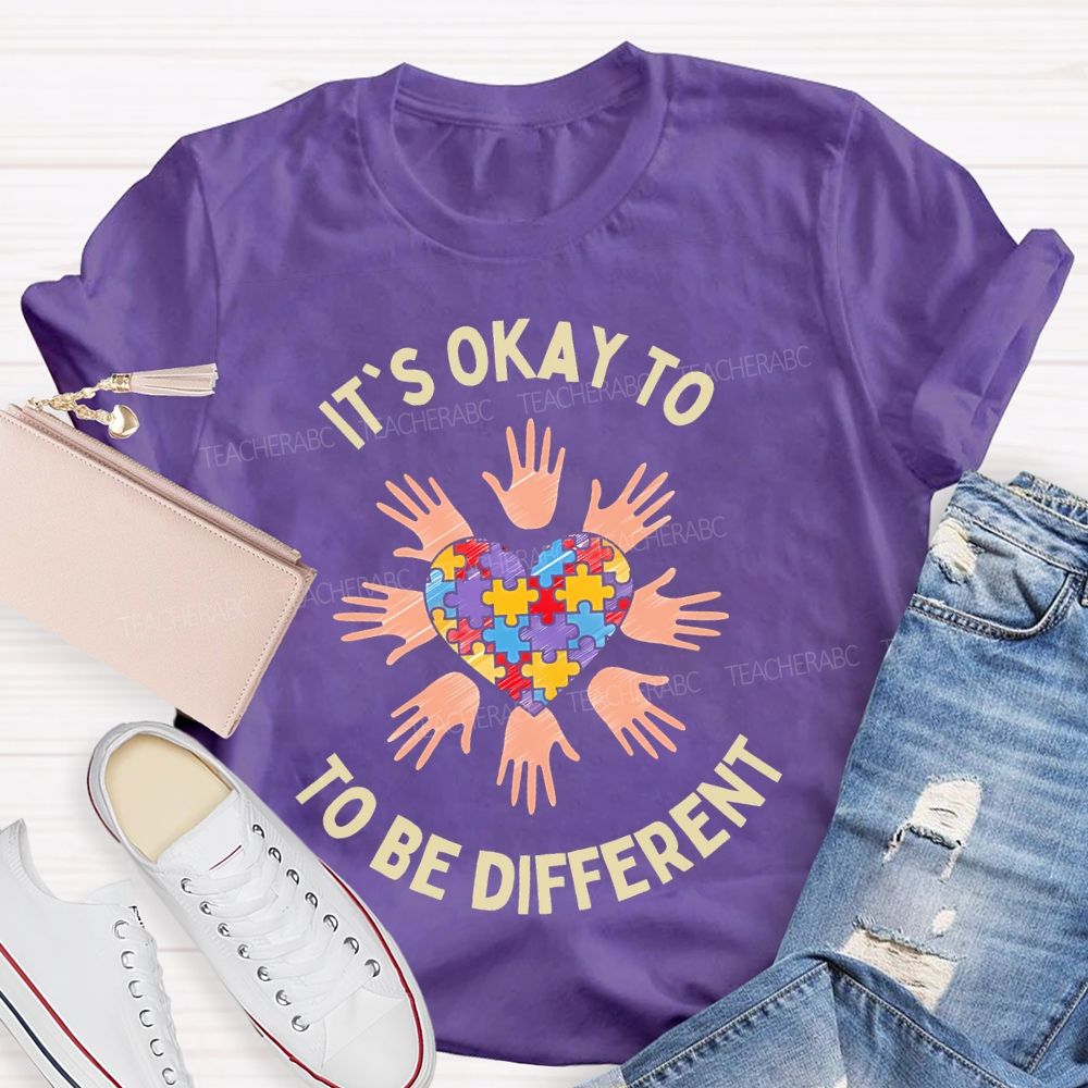 It's Okay To Be Different Heart Puzzle Teacher T-shirt