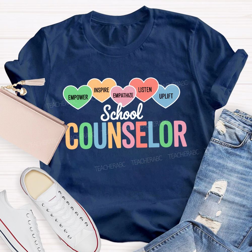School Counselor Empower Inspire Empathize Listen Teacher T-shirt