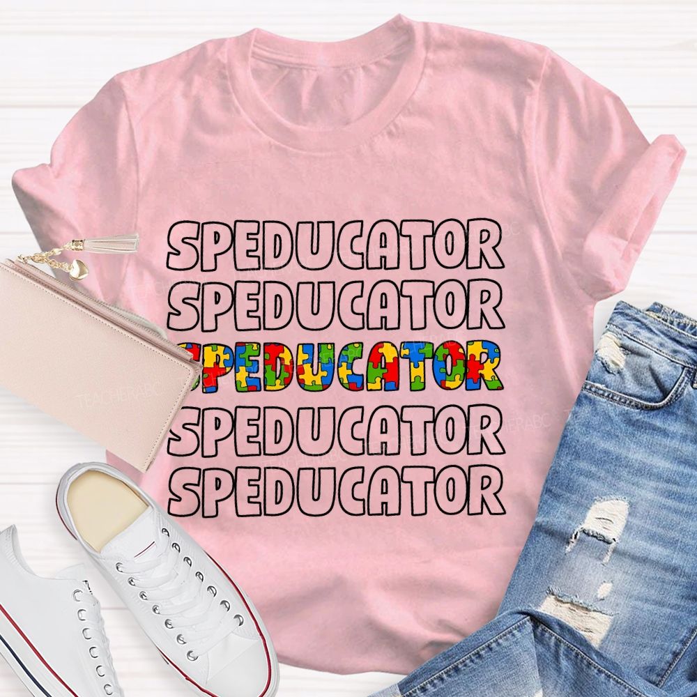 Speducator Puzzle Letters Teacher T-shirt