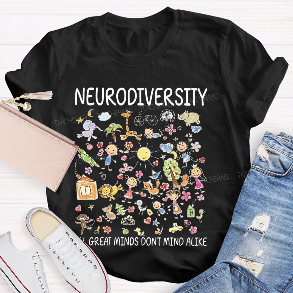 Neurodiversity All Great Minds Don't Mind Alike Graphic Teacher T-shirt