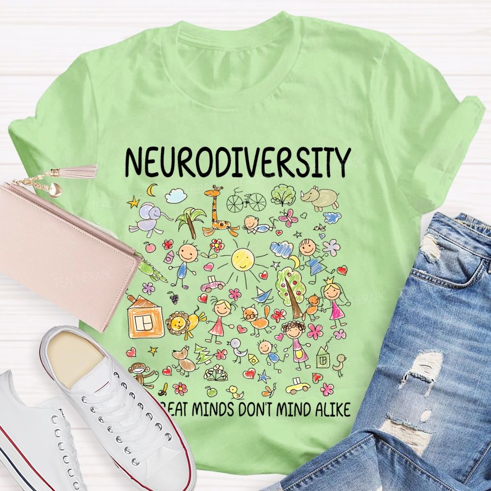 Neurodiversity All Great Minds Don't Mind Alike Graphic Teacher T-shirt