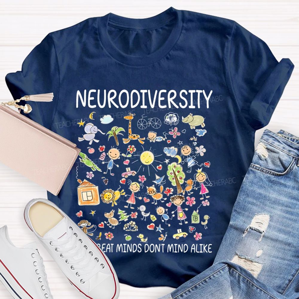 Neurodiversity All Great Minds Don't Mind Alike Graphic Teacher T-shirt