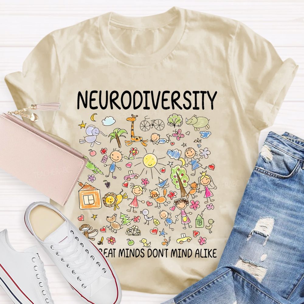Neurodiversity All Great Minds Don't Mind Alike Graphic Teacher T-shirt