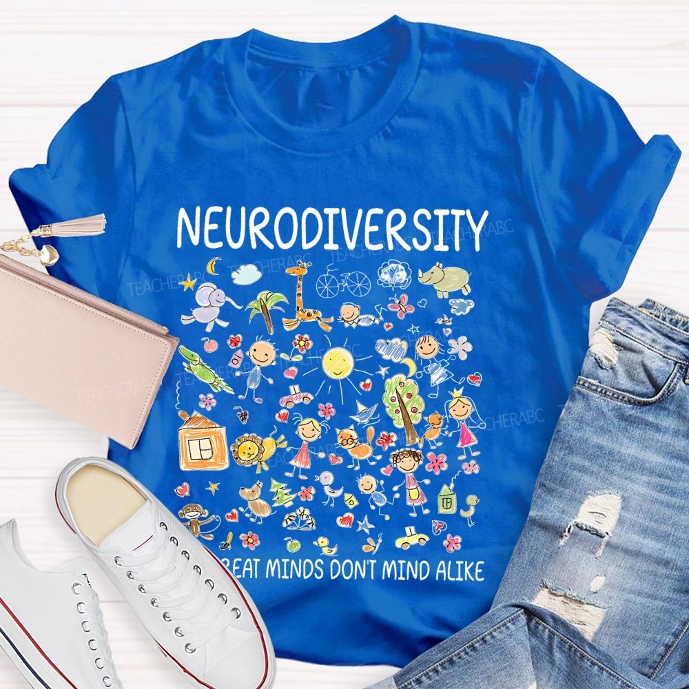 Neurodiversity All Great Minds Don't Mind Alike Graphic Teacher T-shirt