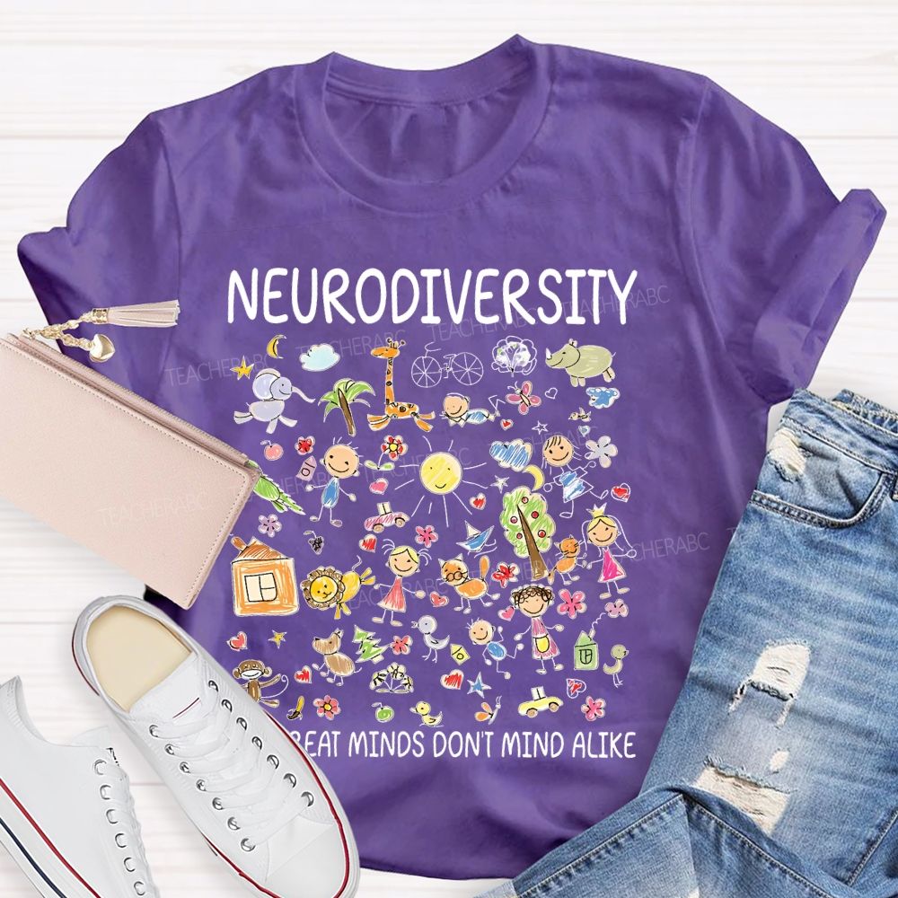 Neurodiversity All Great Minds Don't Mind Alike Graphic Teacher T-shirt