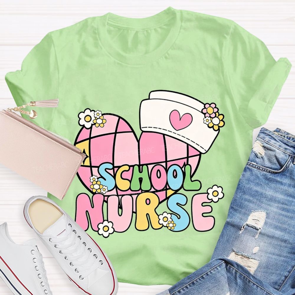 School Nurse Nurse'S Cap And Heart T-shirt