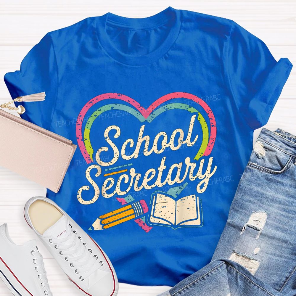 School Secretary Hearts And Pencils T-shirt
