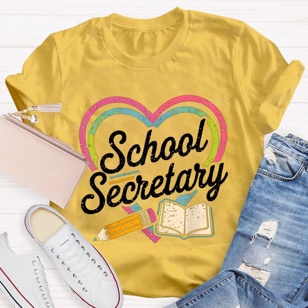 School Secretary Hearts And Pencils T-shirt