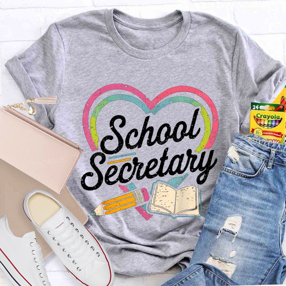 School Secretary Hearts And Pencils T-shirt