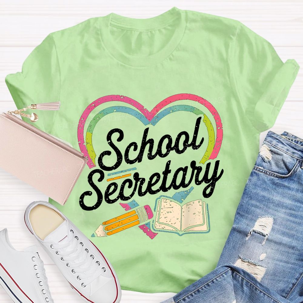 School Secretary Hearts And Pencils T-shirt