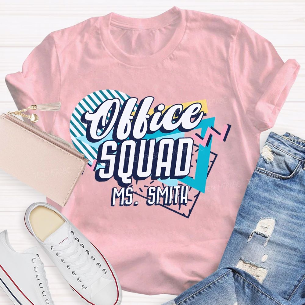 Personalized Name Office Squad Stripes Teacher T-shirt