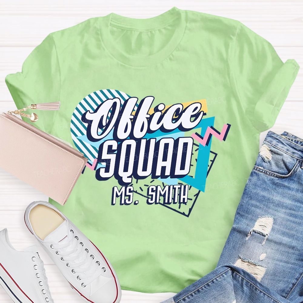 Personalized Name Office Squad Stripes Teacher T-shirt