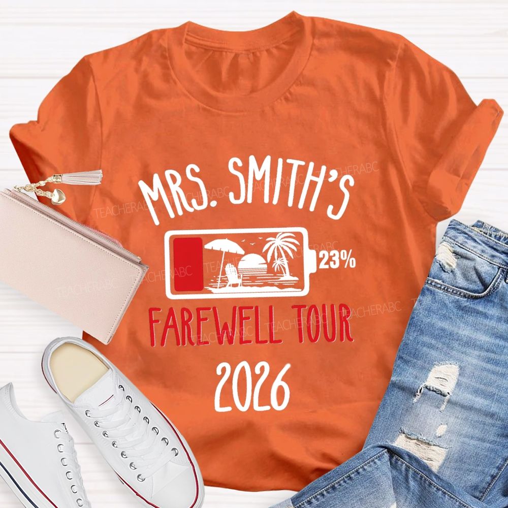 Personalized Name Retirement Countdown Farewell Tour Teacher T-shirt
