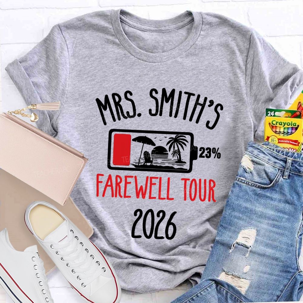 Personalized Name Retirement Countdown Farewell Tour Teacher T-shirt