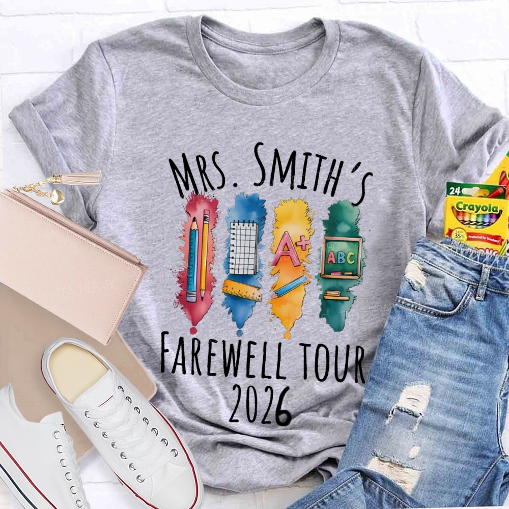 Personalized Name Farewell Tour Pencil Ruler Teacher T-Shirt