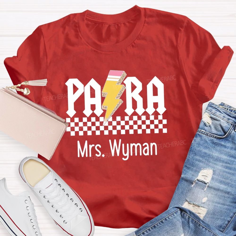Personalized Name Para Pencil Chessboard Teacher T-Shirt