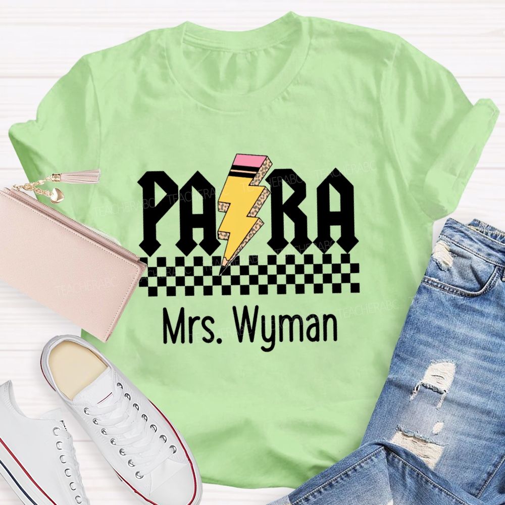 Personalized Name Para Pencil Chessboard Teacher T-Shirt