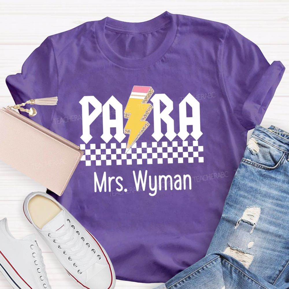 Personalized Name Para Pencil Chessboard Teacher T-Shirt