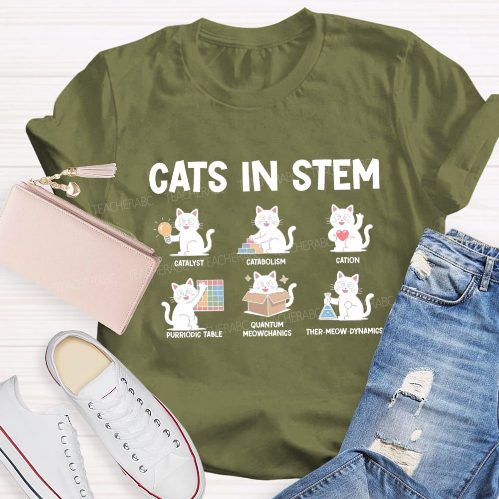 Cats In Stem Catalyst Cat abolish Cat Teacher T-shirt