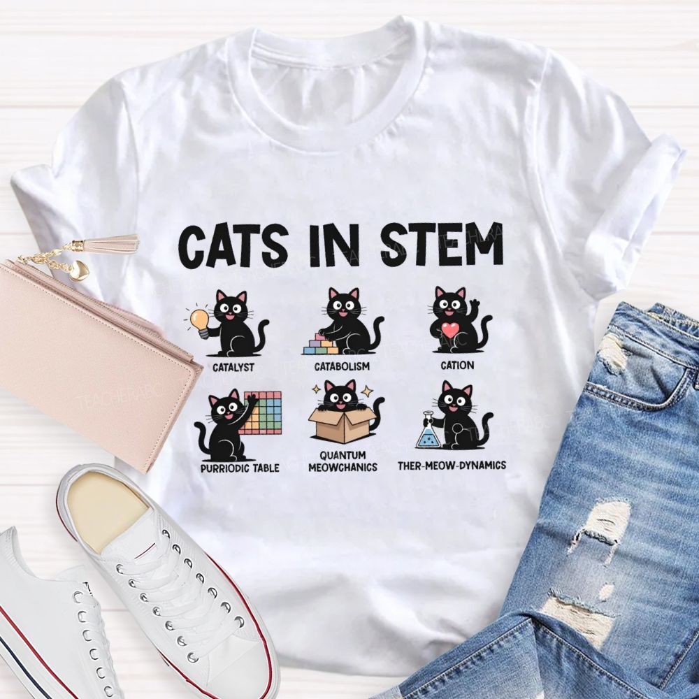 Cats In Stem Catalyst Cat abolish Cat Teacher T-shirt
