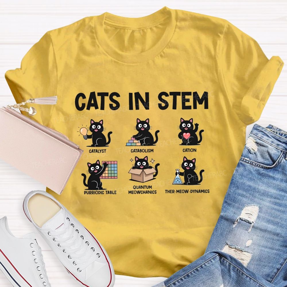 Cats In Stem Catalyst Cat abolish Cat Teacher T-shirt