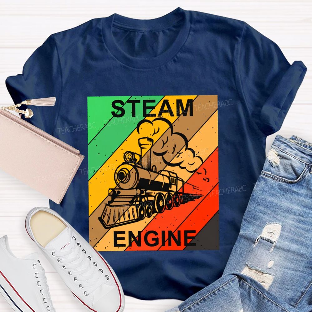 Steam Engine Science Teacher Color Print T-shirt