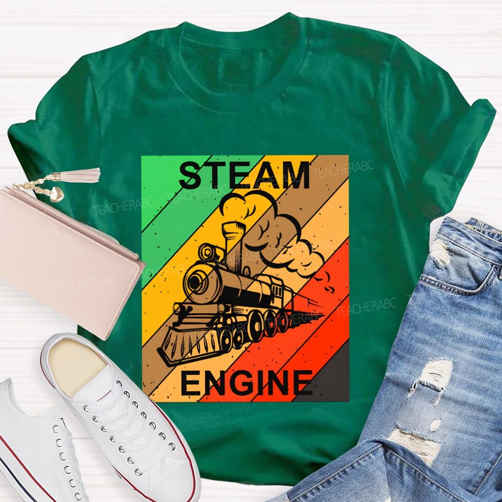 Steam Engine Science Teacher Color Print T-shirt