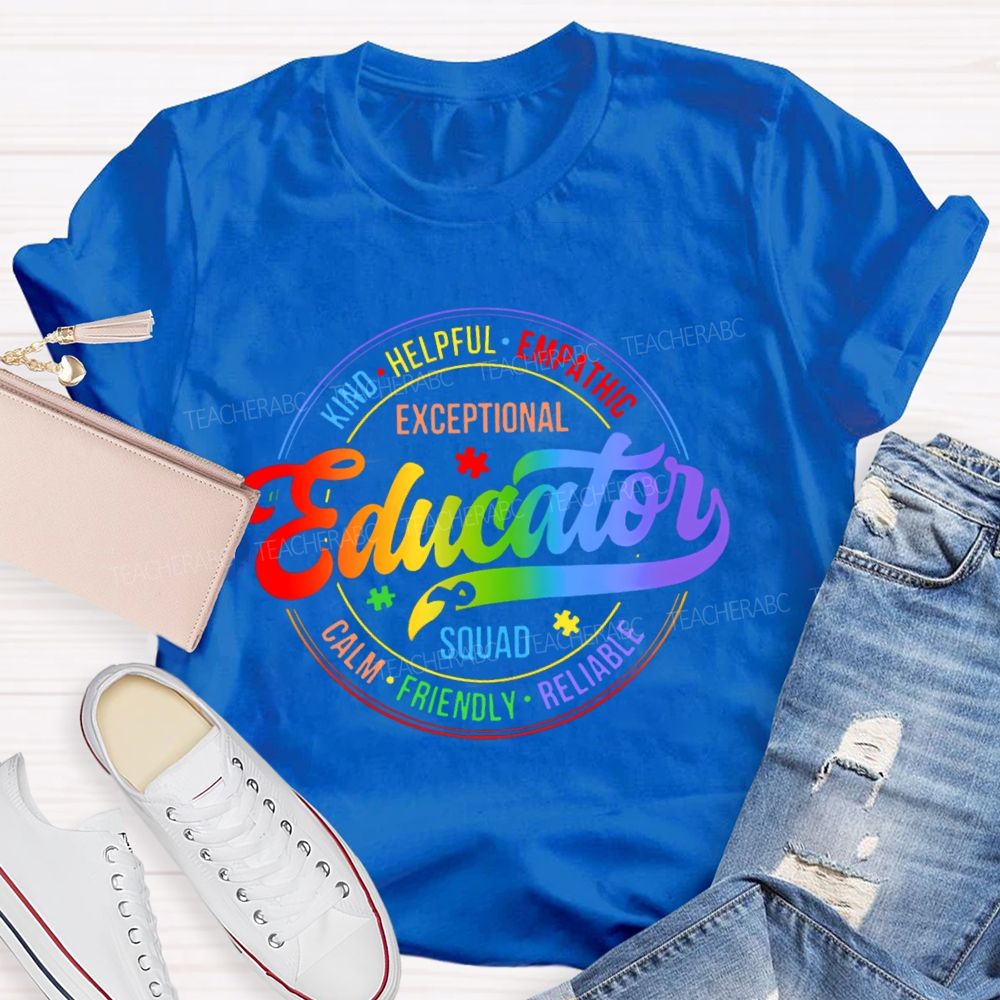 Exceptional Educator Squad Colorful Letters Teacher T-shirt