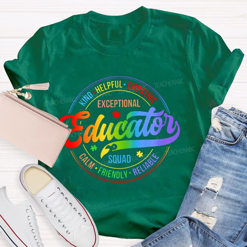 Exceptional Educator Squad Colorful Letters Teacher T-shirt
