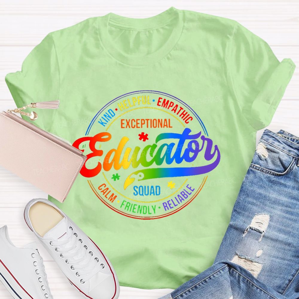 Exceptional Educator Squad Colorful Letters Teacher T-shirt