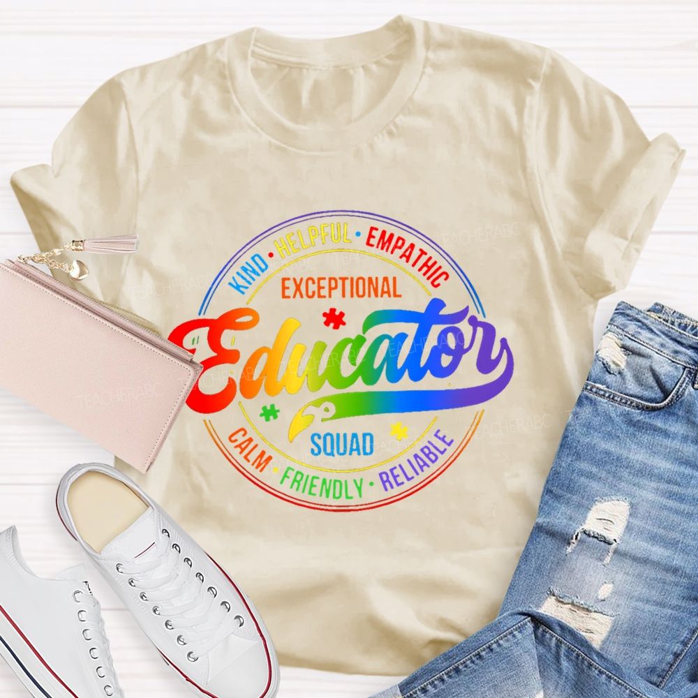 Exceptional Educator Squad Colorful Letters Teacher T-shirt