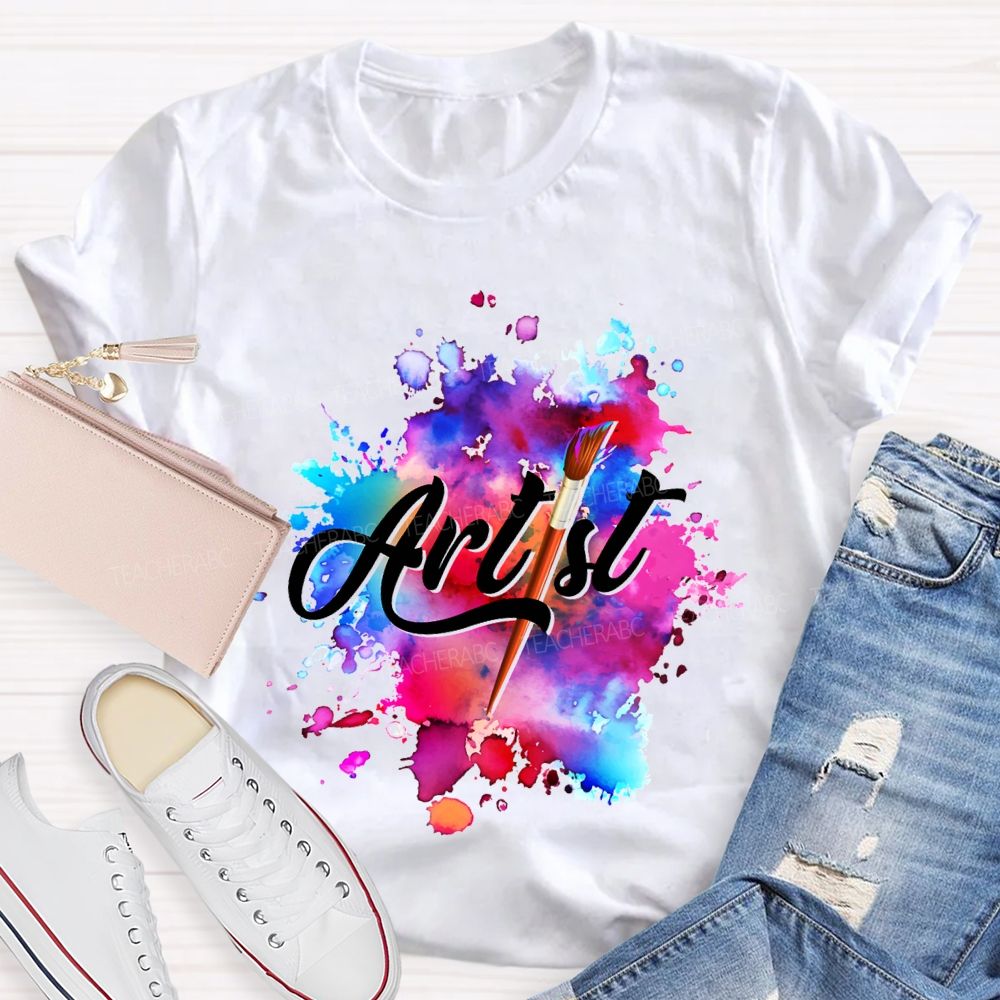Artist Colorful Tie-Dye Prints Art Teacher T-shirt
