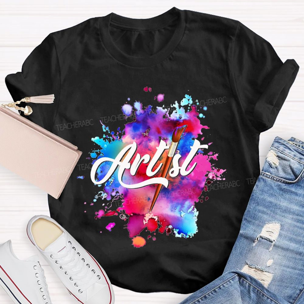 Artist Colorful Tie-Dye Prints Art Teacher T-shirt