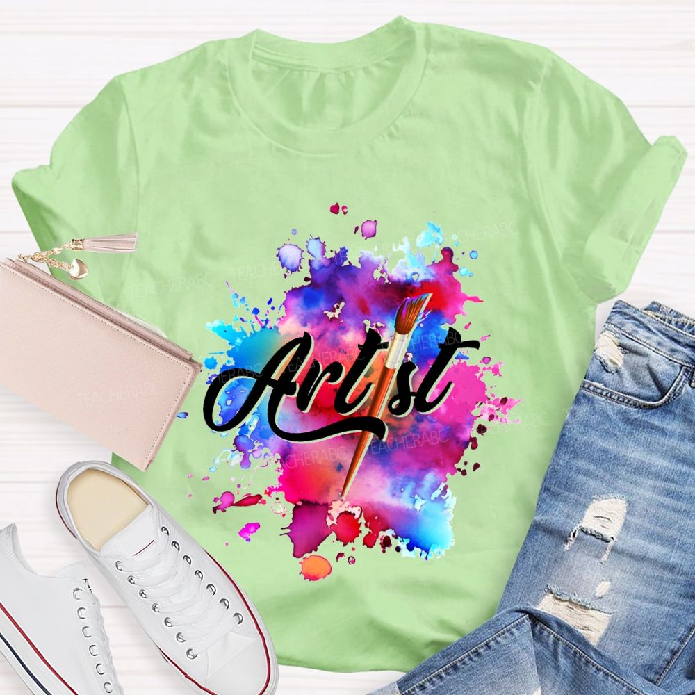 Artist Colorful Tie-Dye Prints Art Teacher T-shirt