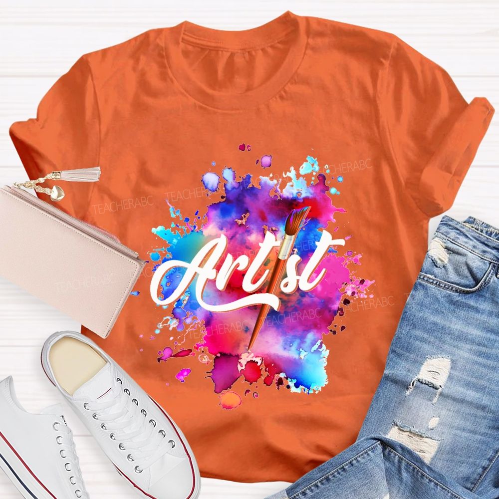 Artist Colorful Tie-Dye Prints Art Teacher T-shirt
