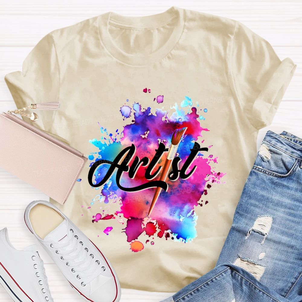 Artist Colorful Tie-Dye Prints Art Teacher T-shirt