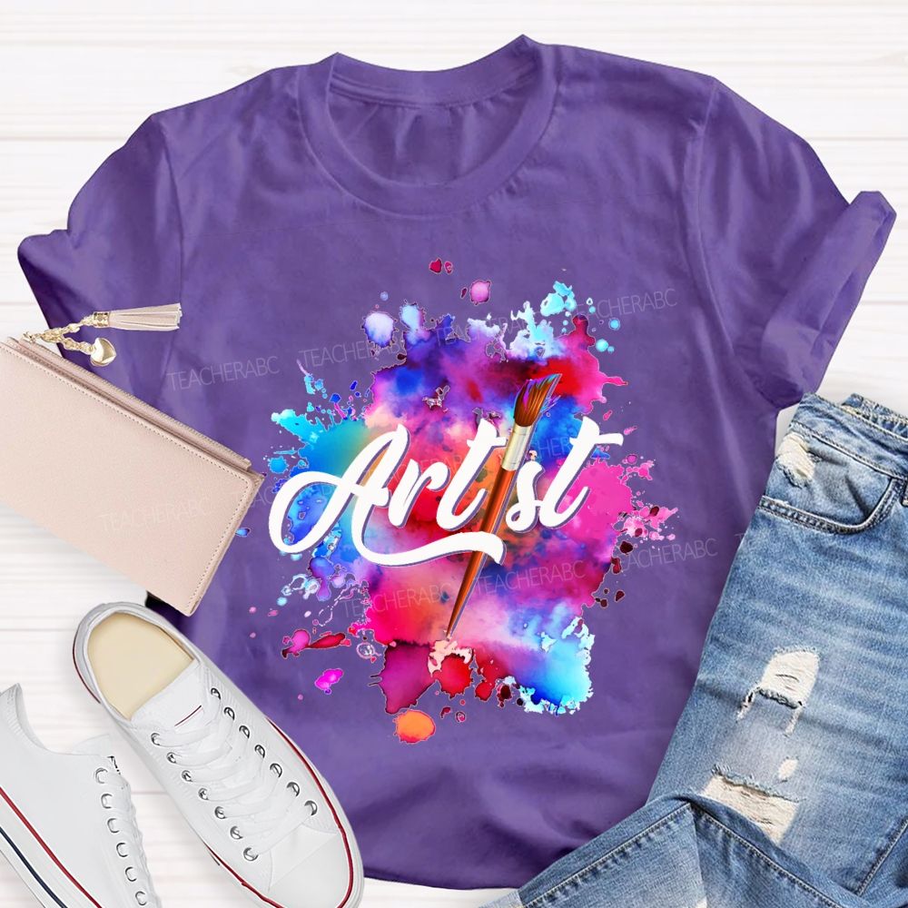 Artist Colorful Tie-Dye Prints Art Teacher T-shirt