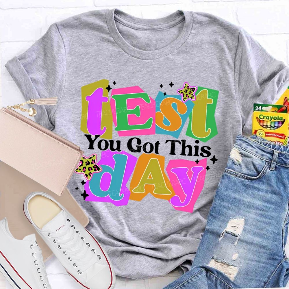 Test Day You Got This Colorful Block Teacher T-shirt