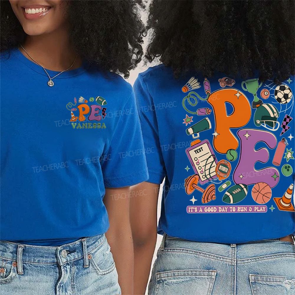 Personalized Name It's A Good Day To Run & Play Double Printed T-shirt