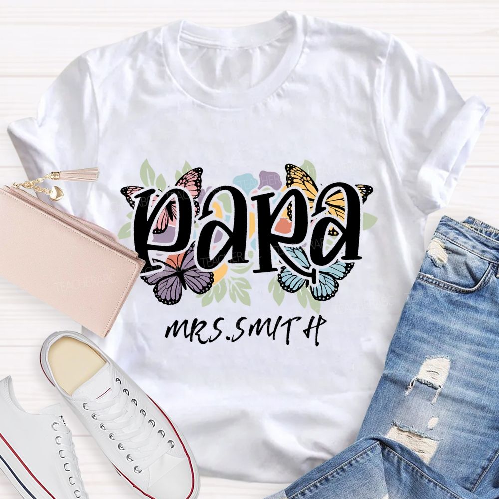 Personalized Name Para Floral Print T-shirt