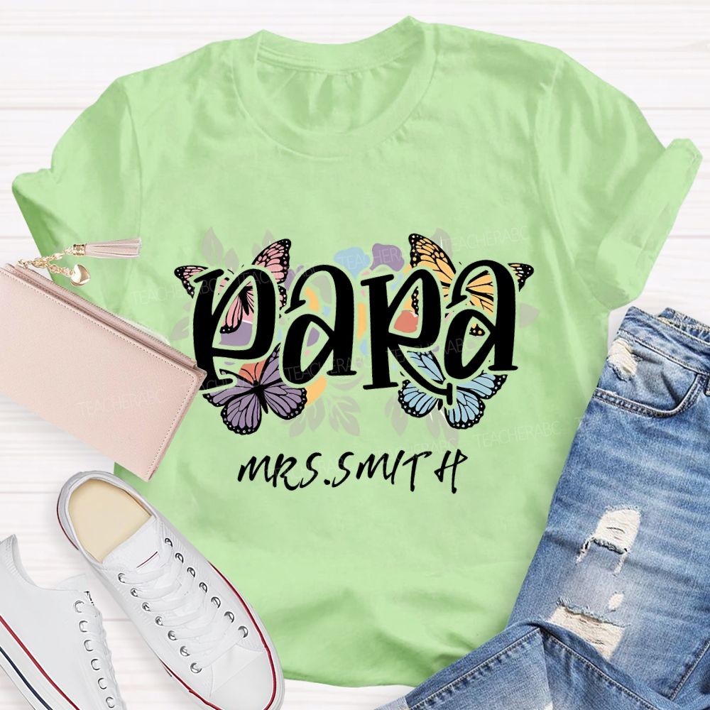 Personalized Name Para Floral Print T-shirt